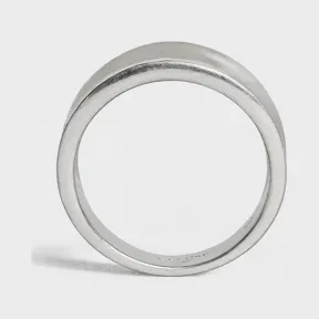 思琳/Celine 男士 Simple Forms 铑银色饰面黄铜曲面戒指 46Q066BRA.36VR