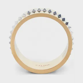 思琳/Celine 女士 金色和铑银色饰面黄铜金字塔形饰钉戒指 46Q996BRA.35GS