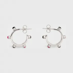 思琳/Celine 女士 铑银色饰面黄铜和珐琅炫彩圈式耳环 46R056BRE.38AI