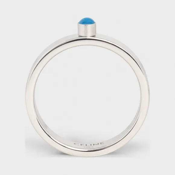 思琳/Celine 女士 铑银色饰面黄铜和珐琅炫彩戒指 46R066BRE.07BL