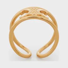 思琳/Celine 女士 Maillons Triomphe 金色饰面黄铜戒指 46S556BRA.35OR