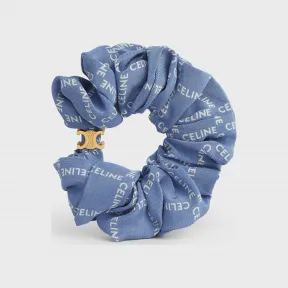 思琳/Celine CELINE金色饰面黄铜和蓝色桑蚕丝方形CELINE字样发带 46Z252SIB.33GE.TU