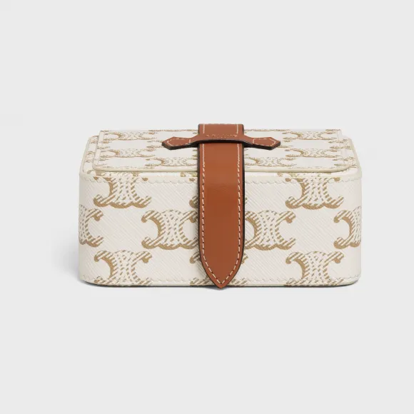 思琳/Celine 女士 小号标志印花牛皮革珠宝盒 - 黄褐色 4M0372DIU.04LU