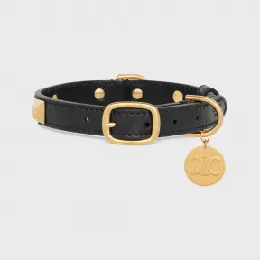 思琳/Celine 小号光滑牛皮革金字塔形饰钉狗项圈 4M2983EEK.04LU