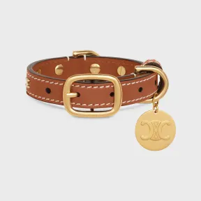 思琳/Celine 女士 TRIOMPHE饰钉超小号光滑牛皮革细狗项圈 4M3033EEK.04LU