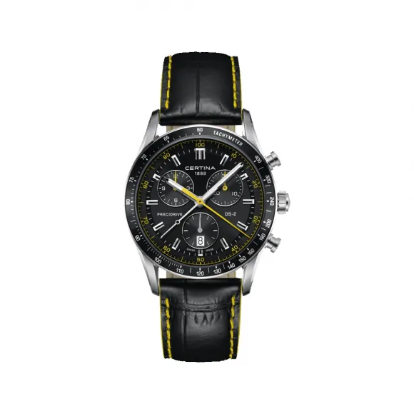 雪铁纳/Certina DS-2 极速系列1/100 秒显示计时码表 41.00 MM 316L 精钢 石英机芯 男表 C024.447.16.051.01