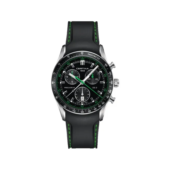 雪铁纳/Certina DS-2 极速系列1/100 秒显示计时码表 41.00 MM 316L 精钢 石英机芯 男表 C024.447.17.051.02