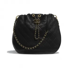 香奈儿/Chanel 大号抽绳包  羊皮革与金色金属  黑 AS1520-B02379-94305