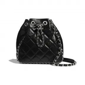 香奈儿/Chanel 抽绳包  复古小牛皮与银色金属  黑 AS1803-B02654-94305