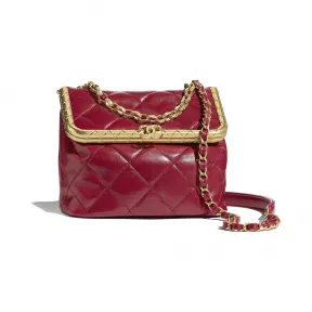 香奈儿/Chanel 磁铁搭扣包  羊皮革与金色金属  红 AS1886-B03428-N8201