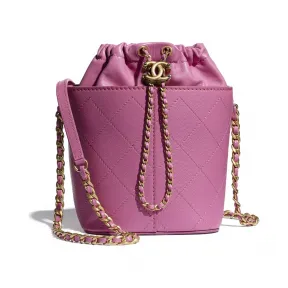 香奈儿/Chanel 抽绳包  颗粒压花小羊皮、光滑小羊皮与金色金属  粉红 AS2284-B04829-NA108