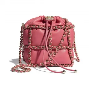 香奈儿/Chanel 小号抽绳包  小羊皮与金色金属  珊瑚色 AS2313-B04880-NA106