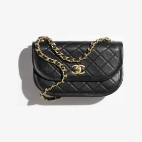 香奈儿/Chanel 邮差包 小牛皮与金色金属 黑 AS4845B1623594305