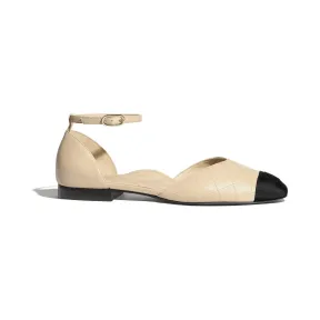 香奈儿/Chanel 玛丽珍鞋  羊皮革与罗缎  米色与黑 G36048-Y50387-C0204