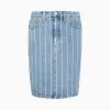 Calvin Klein 女装 竖条纹Logo牛仔短裙 J213382-牛仔休闲系列