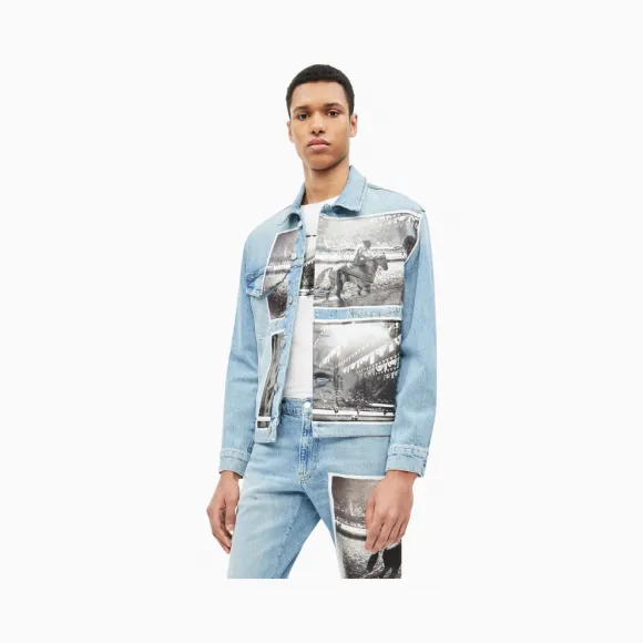卡尔文·克莱恩/Calvin Klein 男士新款Andy Warhol系列印花牛仔外套 J312124-牛仔休闲系列