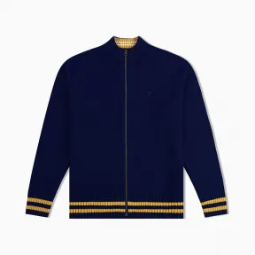 卡尔文·克莱恩/Calvin Klein 男士新款撞色条纹棒球领针织衫开衫毛衣 J313553-牛仔休闲系列