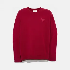 蔻驰/Coach REXY图案贴片圆领毛衣 37473 RED