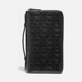 蔻驰/Coach 经典标志皮革双拉链旅行收纳包 66859 BLK