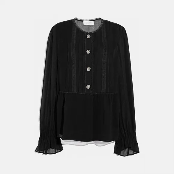 蔻驰/Coach 长袖茶玫瑰衬衣 67721 BLK