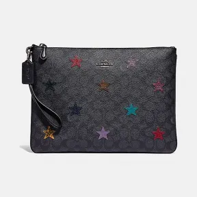 蔻驰/Coach 经典标志帆布星星嵌花和蛇皮细节30号大号腕包 72038 V5OQR