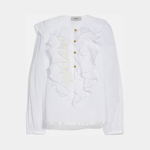 蔻驰/Coach  棉质纯色罗马尼亚衬衣 72541_WHT_0