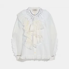 蔻驰/Coach 超大褶边衬衣 72665 WHT