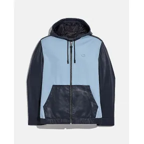 蔻驰/Coach 拼接皮革连帽卫衣 C4639-SU6-58