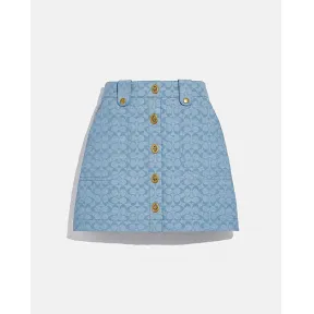 蔻驰/Coach Chambray香布雷平纹面料迷你裙 C5007-STX-0