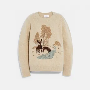 蔻驰/Coach 结绒印花风景毛衣 C7422-CAM-M