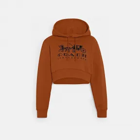 蔻驰/Coach 棉质马车图案短摆连帽卫衣 CE112-BRN