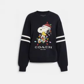 蔻驰/Coach COACH X PEANUTS SNOOPY LIGHTS图案圆领卫衣 CE458-NAV