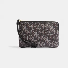 蔻驰/Coach 经典标志交织文字印花角拉链腕包 CF548-IMBLK