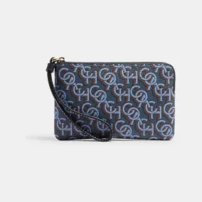 蔻驰/Coach 经典标志交织文字印花角拉链腕包 CF548-IMNAV