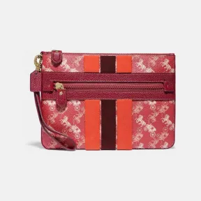 蔻驰/Coach  女士 春节系列马车印花和VARSITY条纹大号正面拉链腕包 88477-B4PES