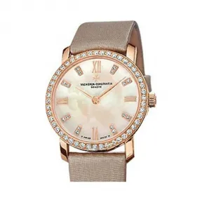 江诗丹顿/Vacheron Constantin Patrimony传承系列 18k玫瑰金镶钻 石英机芯 女表 25562-00