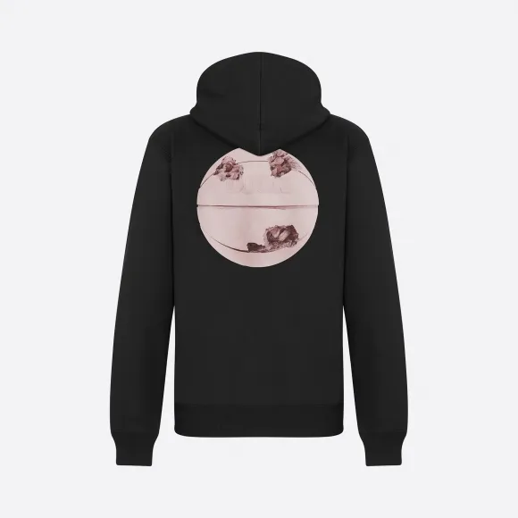 迪奥/Dior 黑色 Molton 棉质连帽衫搭配 DIOR AND DANIEL ARSHAM 褪色“CD”和 3D 篮球印花 023J605A0531-C984