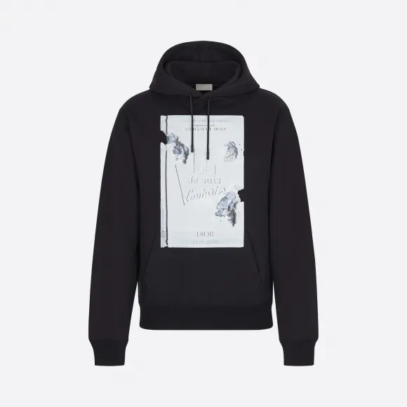 迪奥/Dior 黑色 Molton 棉质连帽衫搭配 DIOR AND DANIEL ARSHAM 褪色“Je Suis Couturier”书籍 3D 印花 023J605B0531-C988