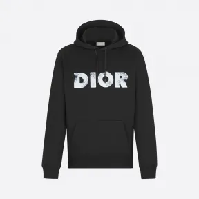 迪奥/Dior 黑色 Molton 棉质连帽衫搭配 DIOR AND DANIEL ARSHAM 褪色 3D 徽标印花 023J605C0531-C988
