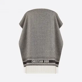 迪奥/Dior 黑色和白色羊绒 Christian Dior 30 Montaigne 千鸟格纹披风 02MON370I001-C080