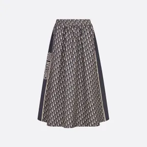 迪奥/Dior 半裙 海军蓝色和米白色科技塔夫绸 Oblique 印花 127J24A2970_X5803_T34