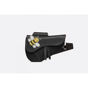 迪奥/Dior Saddle DIOR x KAWS黑色小牛皮包袋  1ADPO093YGW H03E