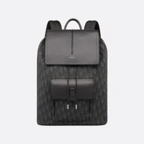 迪奥/Dior Motion 双肩背包 黑色 Oblique 印花面料和粒面牛皮革 1ESBA138YKY_H10E_TU