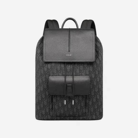 迪奥/Dior Motion 双肩背包 黑色 Oblique 印花面料和粒面牛皮革 1ESBA138YKY_H10E_TU