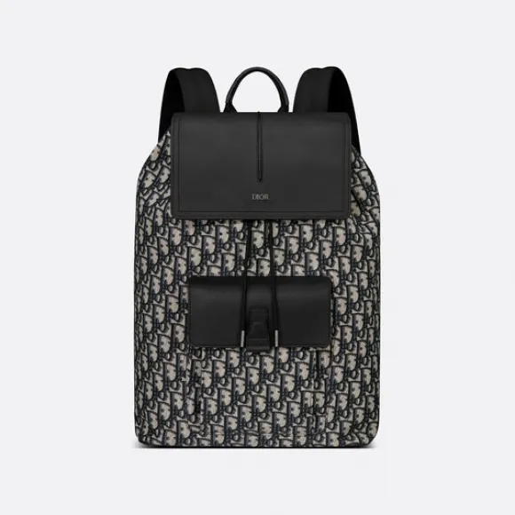 迪奥/Dior Motion 双肩背包 米色和黑色 Oblique 印花与黑色粒面牛皮革 1ESBA138YKY_H27E_TU