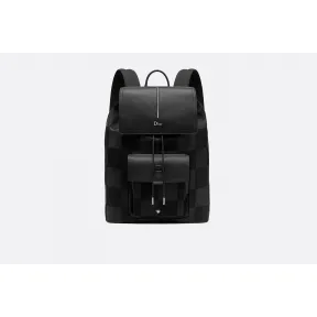 迪奥/Dior  Motion 黑色尼龙、方格图案和黑色小牛皮背包  1MOBA062YGV H03E