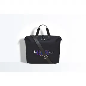 迪奥/Dior Christian dior newave黑色尼龙和黑色小牛皮购物包 1NWSH076XSL H03E