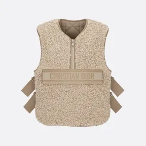 迪奥/Dior 双面无袖背心 米色绗缝塔夫绸科技面料和起绒面料超大藤格纹 217G04A2827_X1233_TXS