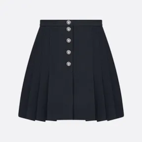 迪奥/Dior 褶裥迷你裙 黑色羊毛和桑蚕丝混纺面料 241J27A1166_X9000_T34