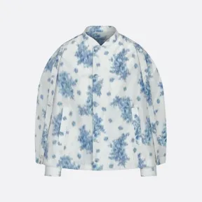 迪奥/Dior 短款斗篷 蓝色和白色塔夫绸科技面料混色花朵印花 243C424A5645_C085